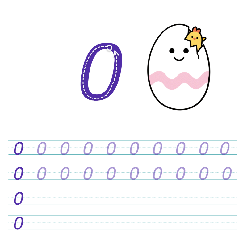 数字与字母 0 描线练习