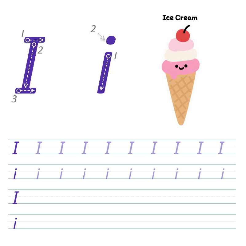 数字与字母 I 描线练习