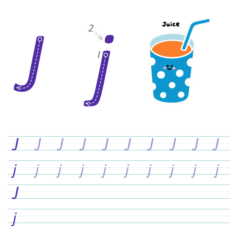 数字与字母 J 描线练习