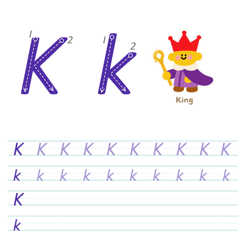 数字与字母 K 描线练习