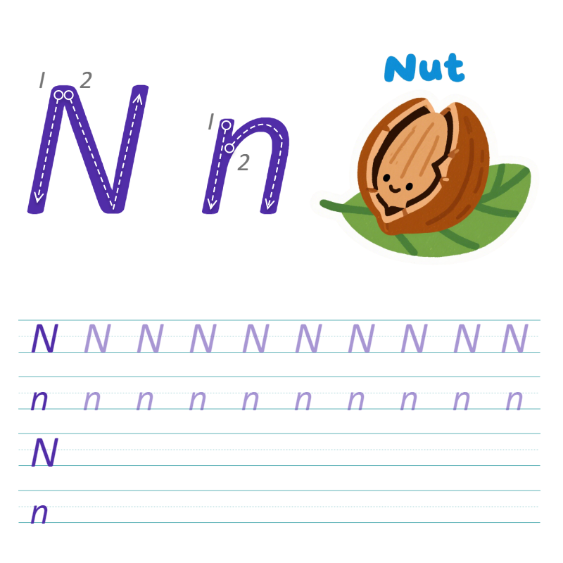 数字与字母 N 描线练习