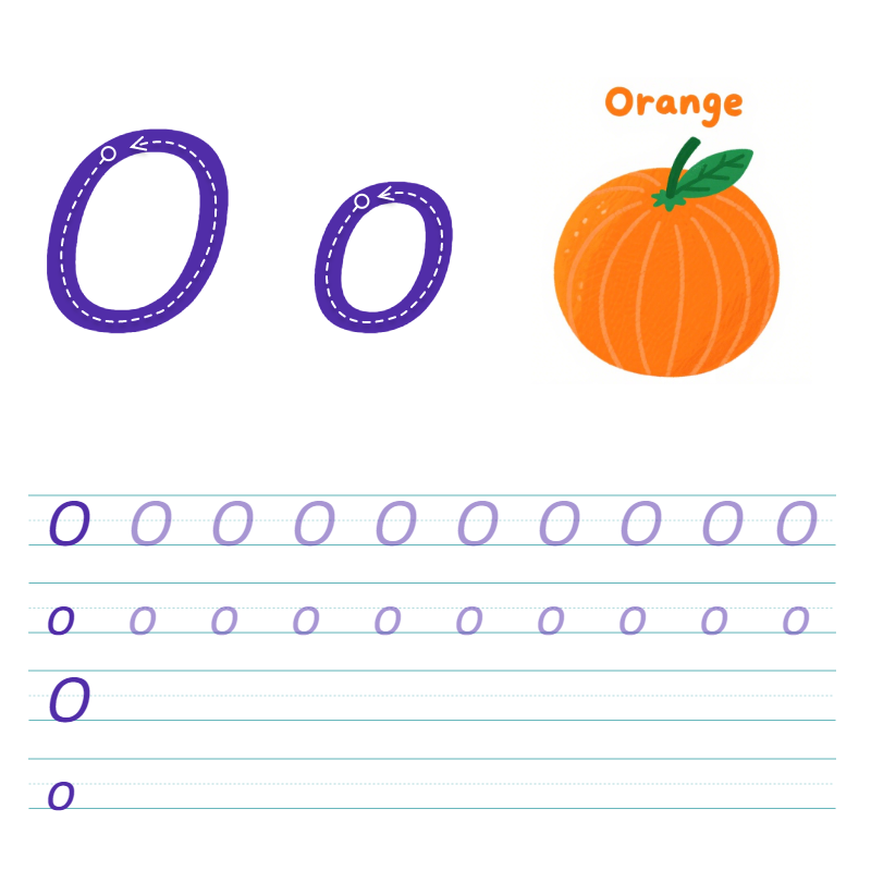数字与字母 O 描线练习