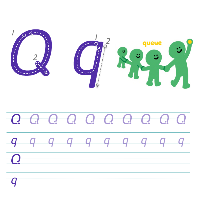 数字与字母 Q 描线练习