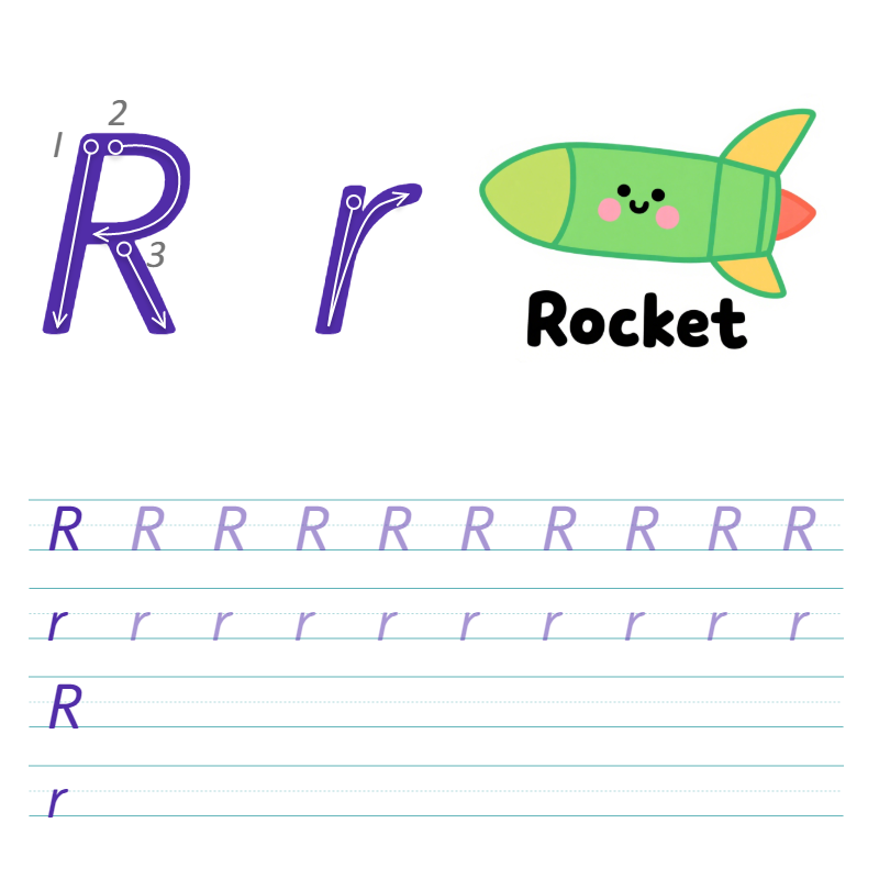 数字与字母 R 描线练习
