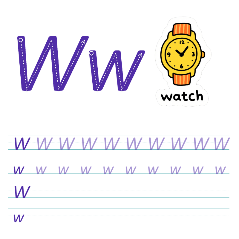 数字与字母 W 描线练习
