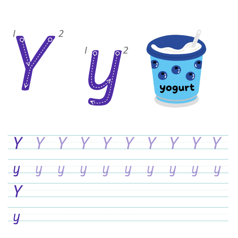 数字与字母 Y 描线练习